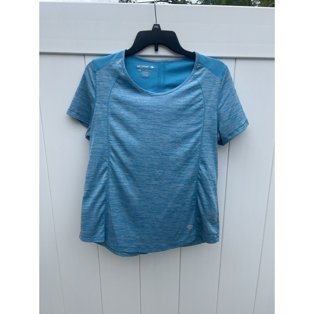Womens Reel Legends Reel-Tec Petite Large Blue Short Sleeve Open Back